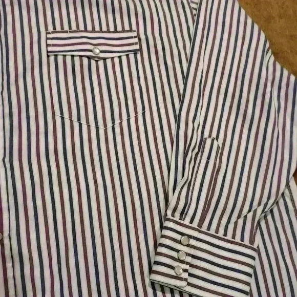 NWT Falcon Bay Striped Western Button Down Pearl Snap Dress Shirt 3X - Picture 6 of 7